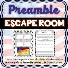 Preamble Escape Room Activity Goals Of The U S Constitution Social Studies Middle School Social Studies Centers Constitution