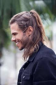 Viking Hairstyle Loose And Braids For Men With Long Hair Vikings Hairstyle Mens Braids Hairstyles Man Ponytail Viking Hair