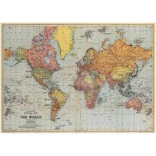 General Vintage Style Political World Map Poster Upcycling