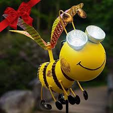 Solar Garden Stake Lights Bee With Solar Light Eyes And Rotating Wings Outdoor Lawn Decor Garden Decoration Y Lawn Ornament Lawn Decor Solar Garden Stakes