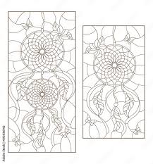 Set of outline illustrations of stained ...