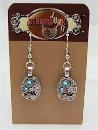Steampunk Earrings Watch Parts Jewelry Aquamarine Earrings Etsy In 2021 Steampunk Earrings Jewelry Tags Antique Jewelry