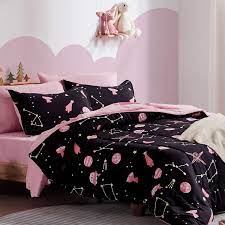 Xiaoleyu 3pcs blush pink gray comforter set full queen size dusty rose charcoal grey reversible farmhouse bedding set modern solid plain chambray microfiber comforter quilt sets for men women. Amazon Com Sleep Zone Kids Bed In A Bag Bedding Set Easy Care Microfiber Ultra Soft Comforter And Sheet Sets With Shams 7 Pieces Galaxy Black Pink Full Queen Kitchen Dining