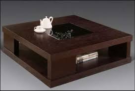 Large Square Dark Wood Coffee Table