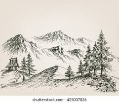 With a careful eye and plenty of practice, anyone can become a better drawer. Nature Drawing Hut Mountains Stock Vector Royalty Free 425037826