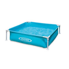 Rectangular swimming pools are the most popular shape for backyard pools, but they don't all have to look alike. Intex Mini Frame Kiddie Square 4 Ft X 4 Ft X 6 In Deep Beginner Frame Swimming Pool In Blue 57173ep The Home Depot Portable Swimming Pools Kiddie Pool Square Pool