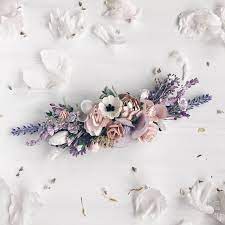 Headpiece Flower Wedding Lavender Quarter Flower Piece Hair Etsy In 2021 Flower Hair Pieces Flower Headpiece Bridal Hair Flowers