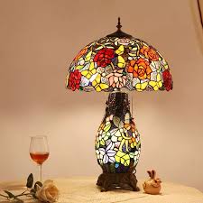 5 out of 5 stars China Tiffany Style Table Lamp Glass Stained Shade Glass Base Light Handcrafted Lamps China Tiffany Lamp Tiffany Table Lamps