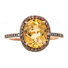 Super thin gold 3mm citrine ring, dainty gold filled ring, 14k gold rings for women, gold stacking rings, birthstone ring. 14k Rose Gold With Citrine And Brown Diamond Ring