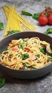 One Pot Pasta Mit Spinat Und Tomaten Lydiasfoodblog Rezept Pasta Mit Spinat Vegetarische Nudelgerichte Pasta Rezepte Gesund