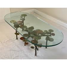 Very rare and unique brutalist style wrought iron lily pad coffee table, one of the biggest i've seen. Silas Seandel Lily Pad Coffee Table Circa 1972 Signed And Dated Chairish