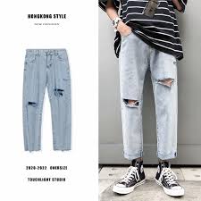 Check out the full line of men's jeans to shop by fit, fabric or wash and create all the looks you've been searching for. Cool Seluar Jeans Men S Long Pants Straight Cut Ripped Jeans Loose Denim Trousers Men Light Blue Seluar Lelaki Jeans Budak Shopee Malaysia