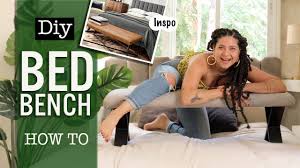 A grey bench with a metal base delivers a modern aesthetic, while a wood or upholstered navy bench pairs well with traditional decor. Diy Bed Bench In 2hours How To Make A Cheap Bedroom Bench Youtube