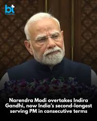 Prime Minister #NarendraModi became #India's second-longest serving prime  minister in consecutive terms, completing 4,078 uninterrupted days in  office,