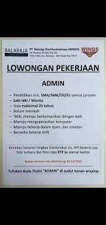 Keterampilan untuk bekerja menggunakan komputer dapat membantu kelancaran pekerjaan anda nantinya. Lowongan Helper Dan Admin Pt Balaraja Distribusindo Raya Wings Juli 2019 Serangid