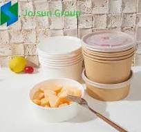 Disposable Take Away Kraft Paper Salad Bowl With Pet Lid Kraft Paper Salad  Bowl With Pet Lid Kraft Paper Bowl