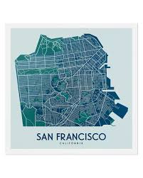 Generic points out this handy map of san francisco bay made way back in a 1938 cartoon guide to california posted on strange maps back in 2008. San Francisco Street Map 12 5 X 12 5 Aqua Teal Print