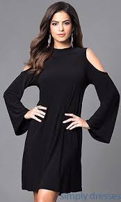 Semi Casual Cold Shoulder Bell Sleeve Dress A Dress Dresses Bell Sleeve Dress Y Casual Dresses For Teens