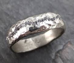 Raw Rough Diamond Men S Wedding Band 14k White Gold Black Etsy Mens Diamond Wedding Bands Rough Gemstone Jewelry Rough Diamond
