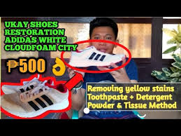 You might see the previous articles and if you did that, you know how vinegar works on and that's why using this ingredient will be much effective to remove yellowish bleach stains from white shoes. How To Remove Yellow Stains On White Shoes Tissue Method Youtube