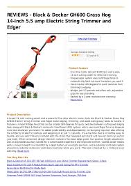How to replace trimmer line on gh710 type1. Black Decker Gh600 Grass Hog 14 Inch 5 5 Amp Electric String Trimme