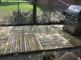 Pallet Patio Ideas With Pallet Deck I Like The Criss Cross Of The Pallets To Make It Palletpatio Pallet Patio Pallet Decking Pallet Patio Decks