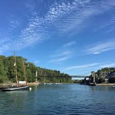 Le Vieux Pont Suspendu Pres Du Bono Au Mouillage Le Forban Du Bono Un Ancien Voilier De Peche Typique De Ce Petit Port Du Golfe Du Instagram Landscape River