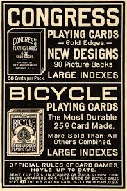 Hearts, diamonds, spades and clubs. 1909 Ad Us Playing Card Co Congress Bicycle Cards Original Advert Period Paper Historic Art Llc
