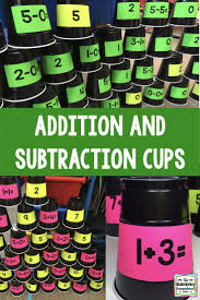 Addition And Subtraction Cups Math Facts Addition And Subtraction Math Addition