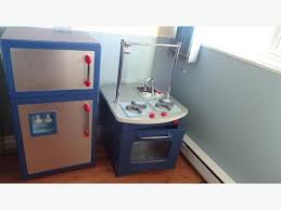 simple pottery barn kids blue kitchen