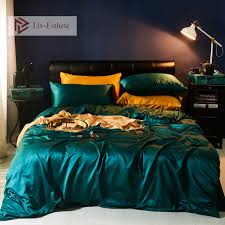 Get free shipping on qualified emerald green bedding sets or buy online pick up in store today in the home decor department. Liv Esthete Luxury Dark Green Silk Bedding Set Silky Duvet Cover Flat Sheet Pillowcase Bed Linen Double Queen King For Adult Bedding Sets Aliexpress