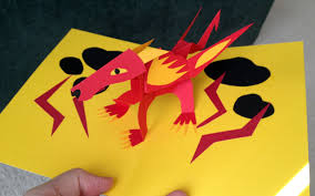 Super easy way to make #kirigami pop up card kirigami paper art tutorial hi friends today i am showing how to make super. Dragon Pop Up Template From Pop Up Design And Paper Mechanics Pop Up Cards Pop Up Card Templates Dragon Birthday