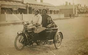 This Image Features Charles Kerr At The Helm Of The Motorcycle And Percival Kerr Standing At The Rear Both Men Were Brothers To Australian Swimming Sta Sidecars