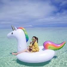 Riesiges Aufblasbares Einhorn Schwimmbett Schwimmen Luftmatratze Pool Unicorn Pool Coole Pools Sommerbilder Lustig