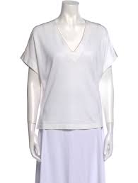 Fabiana Filippi V-Neck Short Sleeve T-Shirt - Neutrals Tops, Clothing -  FBN34828 | The RealReal