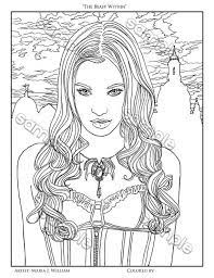 Halloween coloring page stock illustrations spooky halloween castle spooky castle, halloween pumpkins, flying bats, witch, gothic statues of dragons, moon, stars. Beautiful Vampire Gothic Fantasy Portrait Coloring Page By Etsy