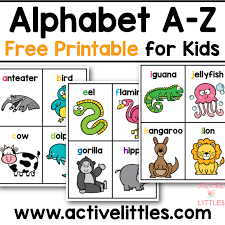 These free printable alphabet animal flash cards feature letters drawn in upper and lower case along with a drawing of an animal starting with that letter. Alphabet Animal Free Printable For Kids Active Littles