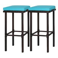 H metal and wood outdoor table with hanging rack (1) $ 371 99. Kinbor 2 Pcs Wicker Rattan Bar Stool Counter Height Patio Outdoor Bar Chair Furniture Set With Blue Cushions Buy Online In India At Desertcart In Productid 65051583