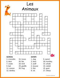 French Words For Animals Crossword Puzzle Learning French For Kids French Vocabulary French Flashcards
