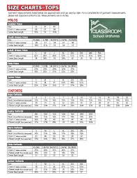 proper genuine school uniform size chart easton pants size