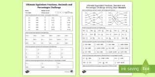 fractions decimals and percentages ks2 primary resources