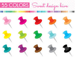 Thumbtack Clipart Paper Clip Push Pin Clipart Stationary Office School Supply Clipart Rainbow Planner Stickers Pl0 Planner Stickers Paper Clip Clip Art