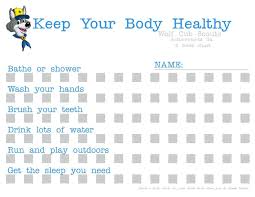 Cub Souts Keeping Your Body Healthy Chart Achievement 3a