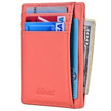Men's slim leather card case $40.00 extra 25% off use: Slim Wallet With Id Window Rfid Front Pocket Wallet Kinzd