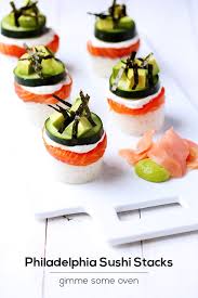 Philadelphia Sushi Stacks Gimme Some Oven Recipe Homemade Sushi Sushi Rice Sushi