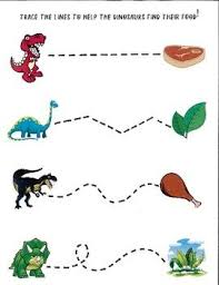 Dinosaur Tracing Page Help The Dinosaurs Find Their Food By Tracing The Lines From The Dino Dinosaur Activities Preschool Preschool Tracing Dinosaurs Preschool