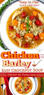 Crockpot Chicken Barley Soup Is Easy To Prepare Protein Rich And Delicious It S Brimm Chicken Barley Soup Chicken Crockpot Recipes Easy Chicken Soup Recipes
