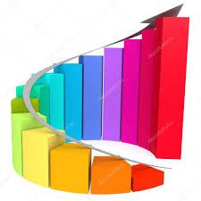Colorful Winding Bar Chart With White Arrow Stock Photo