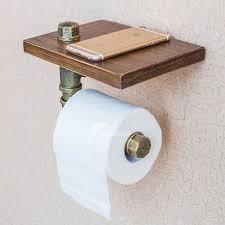 Install it on the wall, and you'll be glad you did it yourself. Bathroom Toilet Paper Roll Holder With Rustic Wooden Shelf And Cast Iron Pipe Mounted Toilet Paper Holders Home Garden Worldenergy Ae