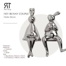 Hey Bunny Couple Cute Elegant Ceramic Silver Figurine Home Decor Living  Room Bedroom Home Decor Decorative Accessories | Lazada PH